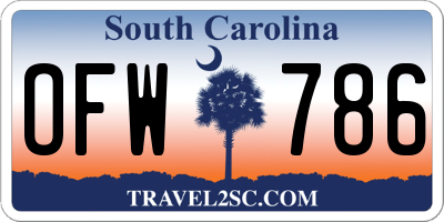 SC license plate OFW786