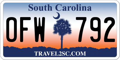 SC license plate OFW792