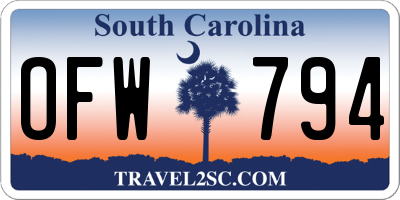 SC license plate OFW794