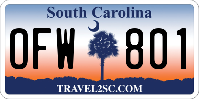 SC license plate OFW801