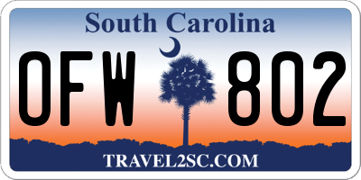 SC license plate OFW802