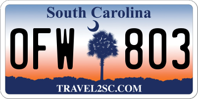 SC license plate OFW803