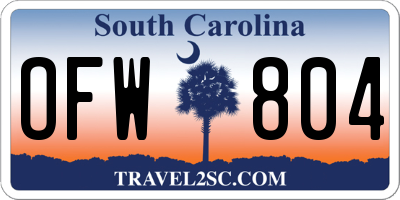 SC license plate OFW804