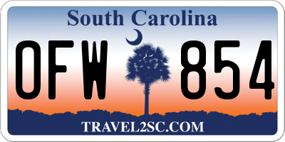 SC license plate OFW854