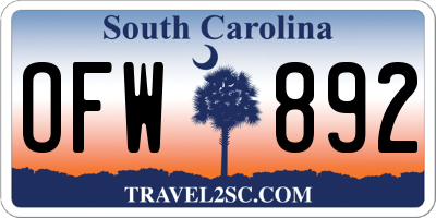 SC license plate OFW892
