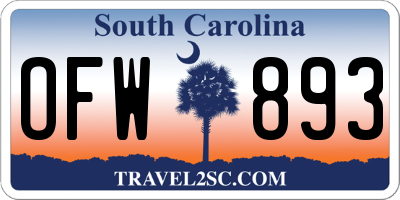 SC license plate OFW893