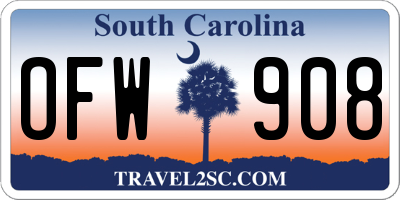 SC license plate OFW908