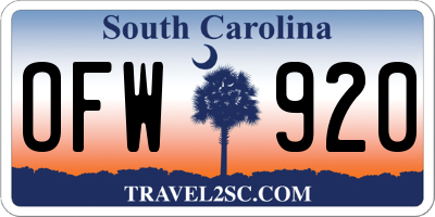 SC license plate OFW920