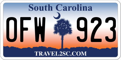 SC license plate OFW923