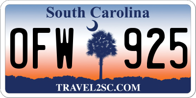 SC license plate OFW925