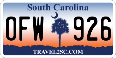 SC license plate OFW926