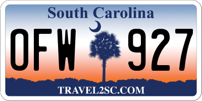 SC license plate OFW927