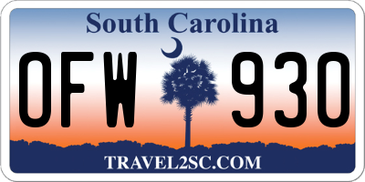 SC license plate OFW930