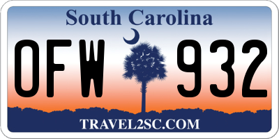 SC license plate OFW932