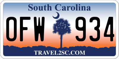 SC license plate OFW934