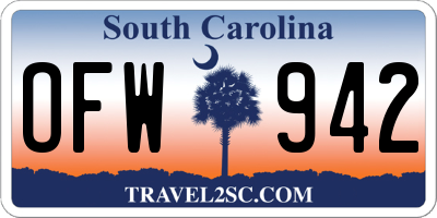 SC license plate OFW942