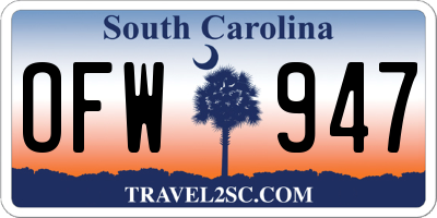 SC license plate OFW947