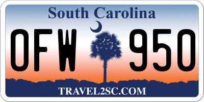 SC license plate OFW950