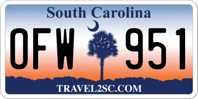 SC license plate OFW951