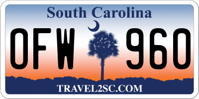 SC license plate OFW960
