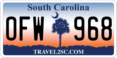 SC license plate OFW968