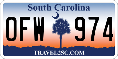 SC license plate OFW974