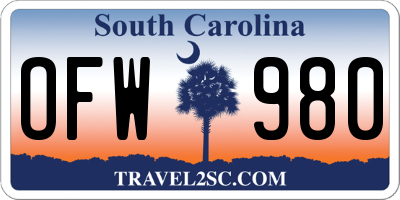 SC license plate OFW980