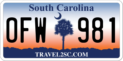 SC license plate OFW981