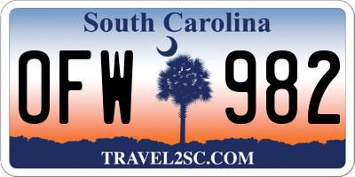SC license plate OFW982