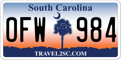 SC license plate OFW984