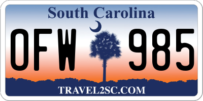 SC license plate OFW985