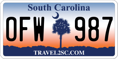 SC license plate OFW987