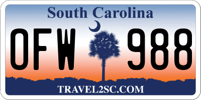 SC license plate OFW988