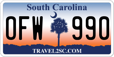 SC license plate OFW990