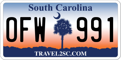 SC license plate OFW991