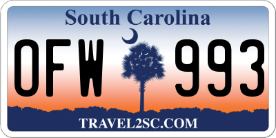 SC license plate OFW993