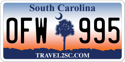 SC license plate OFW995