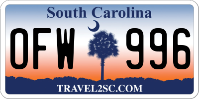 SC license plate OFW996