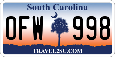 SC license plate OFW998