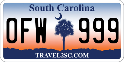 SC license plate OFW999