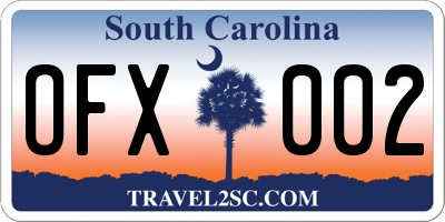 SC license plate OFX002