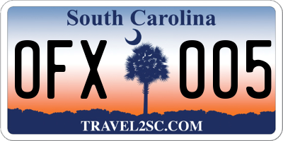 SC license plate OFX005
