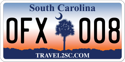 SC license plate OFX008