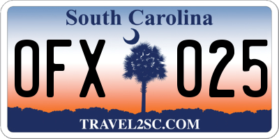 SC license plate OFX025