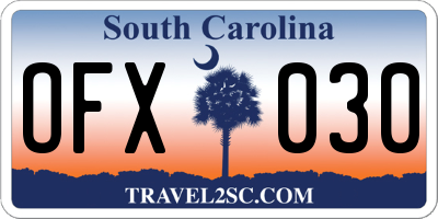 SC license plate OFX030