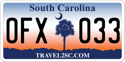 SC license plate OFX033