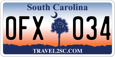 SC license plate OFX034