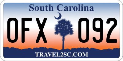SC license plate OFX092