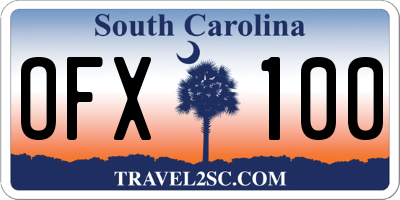 SC license plate OFX100