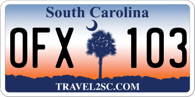 SC license plate OFX103